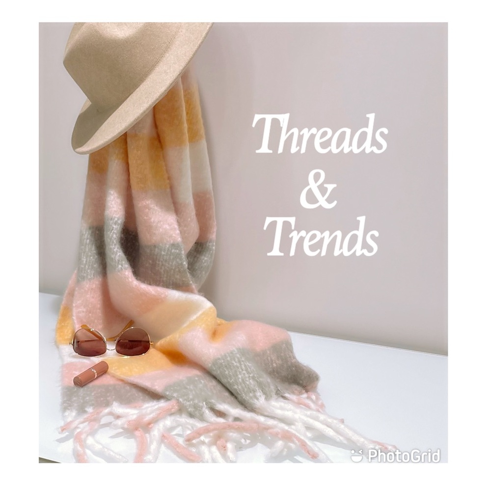 Peachy Pink plaid Oversized Oblong Scarf